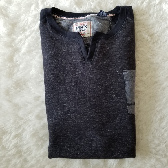 Men's Navy Blue V-Neck Sweatshirt - Picture 2 of 4